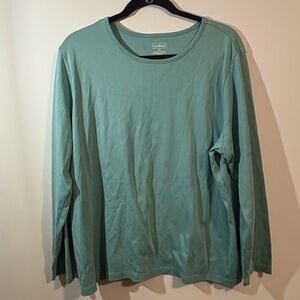 L.L.Bean‎ Women's 2X Cotton T-shirt Long Sleeve Crewneck green Supima cotton